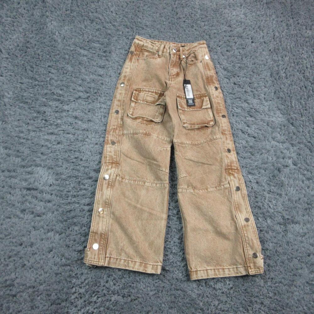 Rockstar Original Jeans Boys 8 Beige Wide-Leg Baggy Cargo Relaxed 23x26 NWT